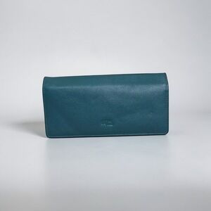 Mou Meraki Teal Continental Wallet Floral Lining Snap RFID Leather Safe NEW